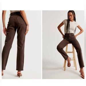 Abercrombie & Fitch curve Love Brown 90s Straight Ultra High Rise Jeans Pants